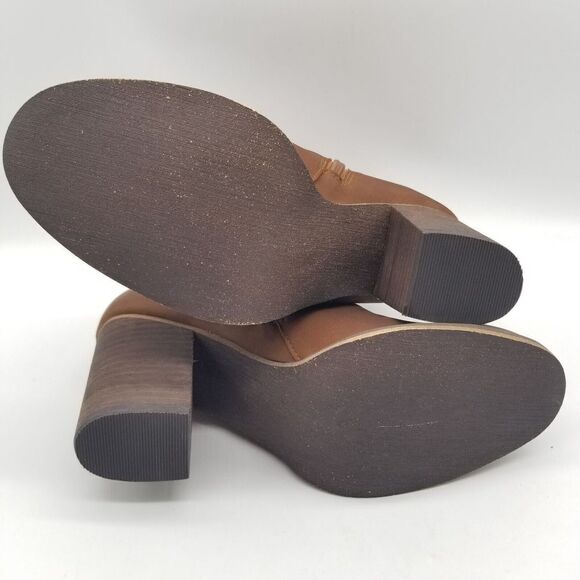 BP. Women Lance Heeled Ankle Booties Size 6 Brown Leather Side Zip - Picture 5 of 7